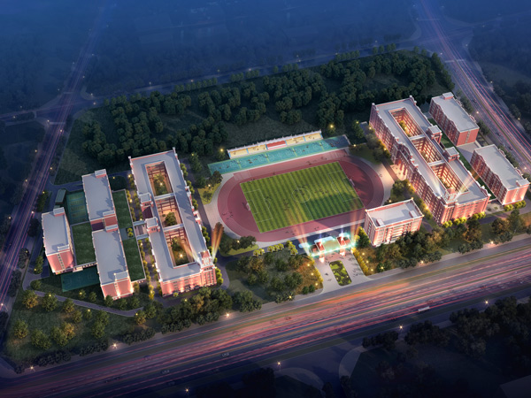 江门开平市光正实验学校-鸟瞰图（夜景）